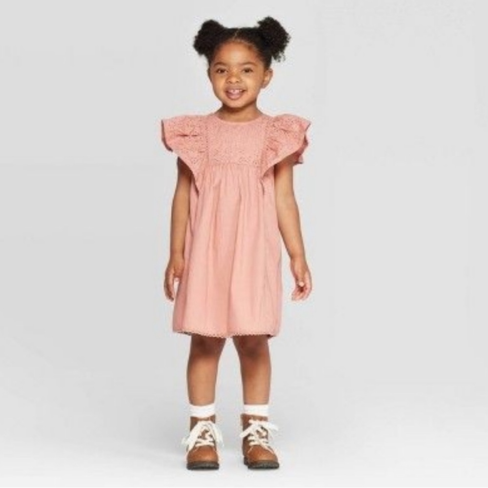 Art Class Flutter Sleeve Eyelet Dress